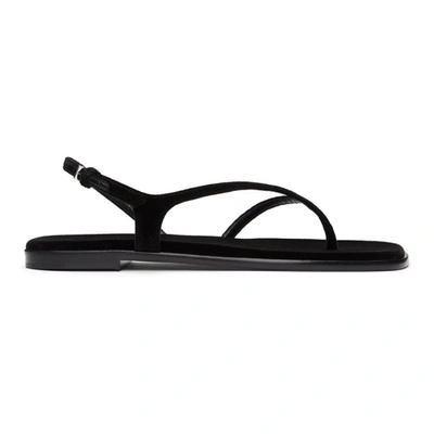 The Row Black Constance Flat Sandals In Blk Black