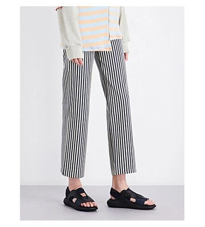 Eckhaus Latta Regular-fit High-rise Cotton Pants In Stripe