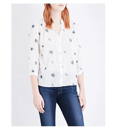 Whistles Leaf-embroidered Cotton Shirt In Cream