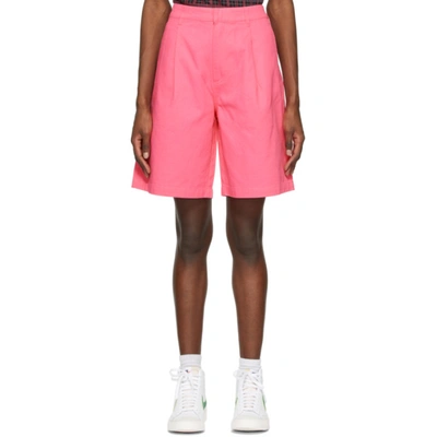 Stussy Lee Relaxed Cotton-twill Shorts In Hot Pink