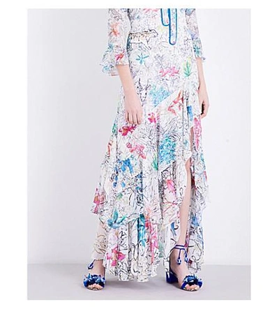 Peter Pilotto Floral-print Silk-georgette Maxi Skirt In White