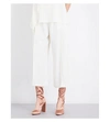 Helmut Lang Wide Cropped Crepe Culottes In Ivory