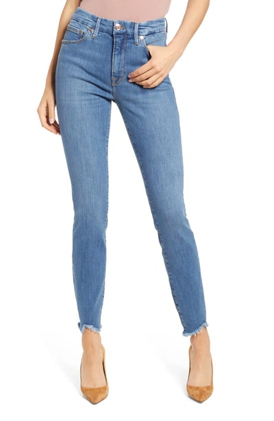 Good American Good Legs Skinny Jeans With Frayed Hem - Inclusive Sizing In Blue611