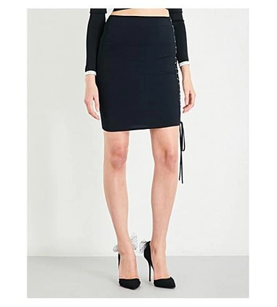 Alexandre Vauthier Lace-up Stretch-knit Mini Skirt In Black