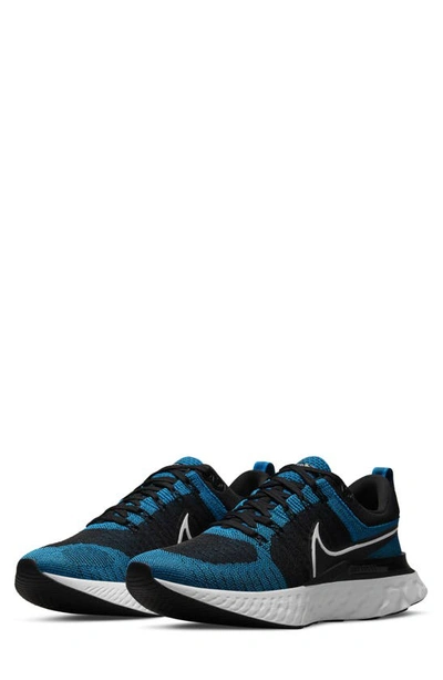 Nike React Infinity Run Flyknit 2 Men's Road Running Shoes In Blue Orbit,black,white
