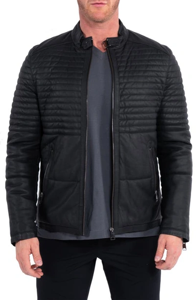 Maceoo Quilted Leather Jacket In Black