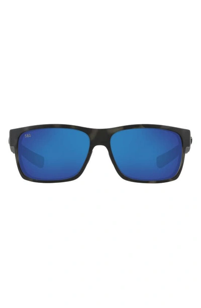 Costa Del Mar 60mm Polarized Rectangular Sunglasses In Blue Grey