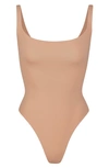 Skims Fits Everybody Square Neck Sleeveless Bodysuit In Ochre