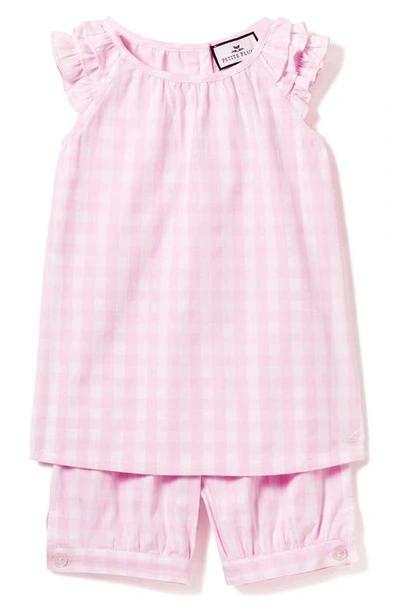 Petite Plume Kids' Amelie Gingham Two-piece Short Set In Pink