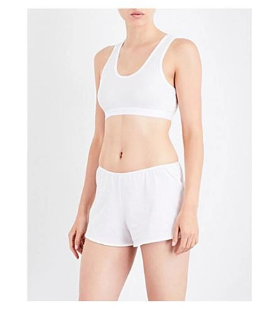 Sunspel Racerback Stretch-cotton Cropped Top In White