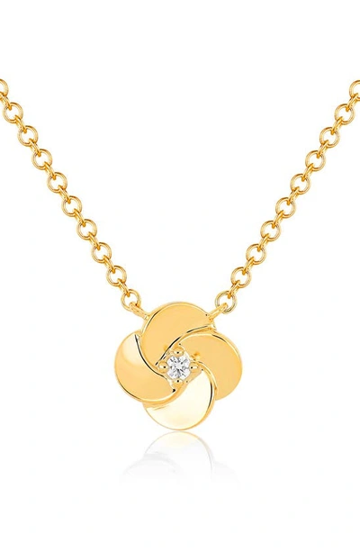 Ef Collection Women's 14k Yellow Gold & Diamond Petal Pendant Necklace