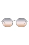 Ray Ban 1972 54mm Gradient Octagon Sunglasses In Gunmetal/ Pink Gradient Grey