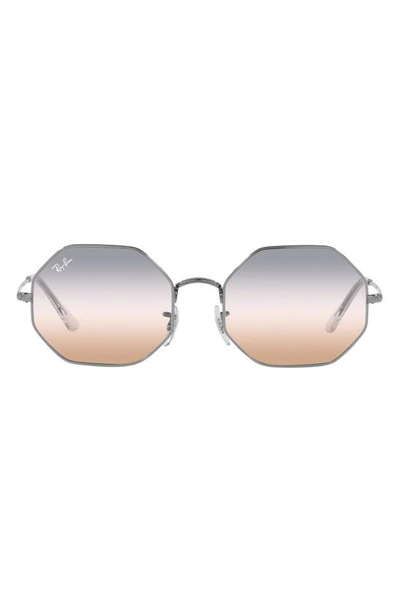 Ray Ban 1972 54mm Gradient Octagon Sunglasses In Gunmetal/ Pink Gradient Grey