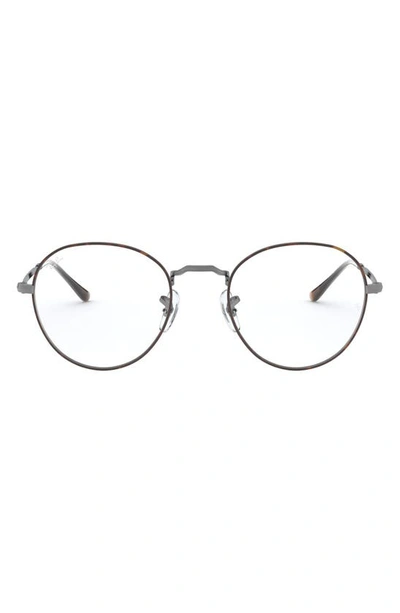 Ray Ban 49mm Round Optical Glasses In Gunmetal Hav