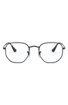 Ray Ban 51mm Round Optical Glasses In Black