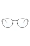 Ray Ban 51mm Round Optical Glasses In Shiny Gunmetal