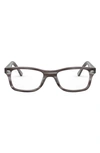 Ray Ban 50mm Square Optical Glasses In Striped Grey