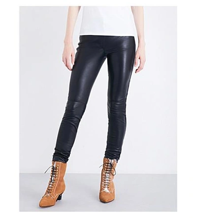 Loewe Skinny High-rise Leather Pants In Black
