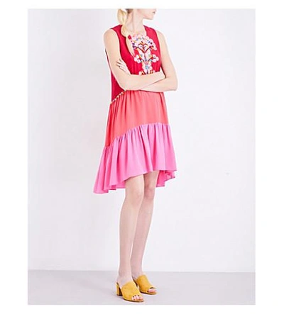 Peter Pilotto Embroidered Silk Dress In Pink