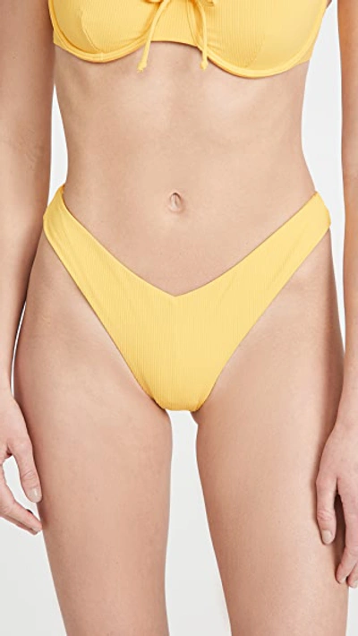 Onia Chiara Ribbed Bikini Bottoms In Yellow