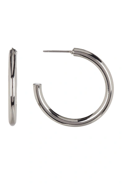 Nordstrom Rack 25mm Tube Hoop Earrings In Rhodium