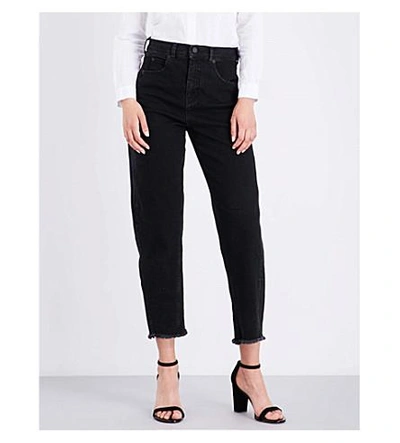 Whistles Barrel-leg High-waisted Regular-fit Jeans In Black