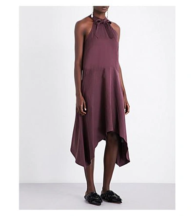 Ulla Johnson Liz Asymmetric Woven Dress In Bordeaux