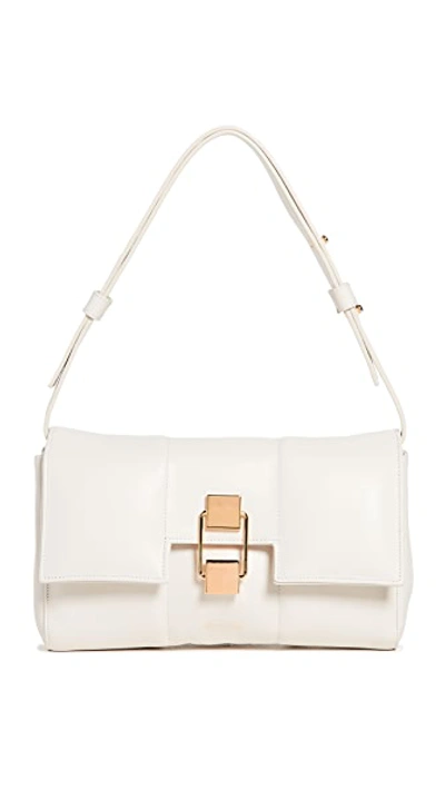 Demellier Midi Alexandria Leather Shoulder Bag In Off White