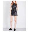 A.w.a.k.e. Motorcycle Leather Mini Dress In Black