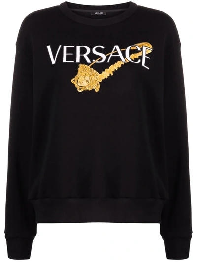 Versace Safety Pin Embroidered Sweatshirt In Black