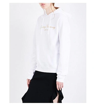 Opening Ceremony Logo-embroidered Cotton-jersey Hoody In White