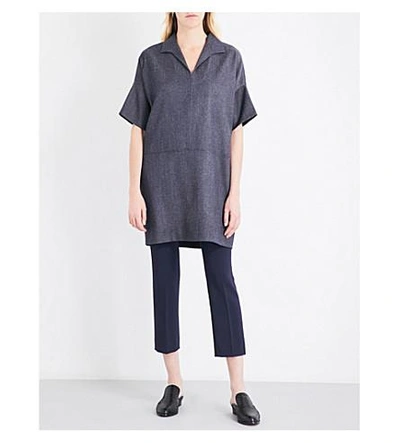 Max Mara Raid Wool Dress In Navy