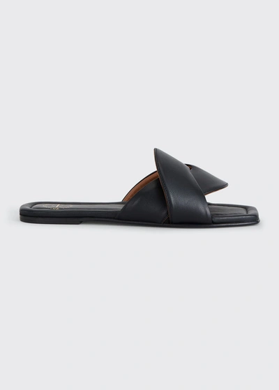 Atp Atelier Capurso Twisted Leather Flat Sandals In Black
