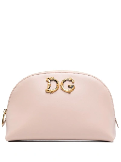 Dolce Gabbana Dg Leather Makeup Bag In Pink ModeSens