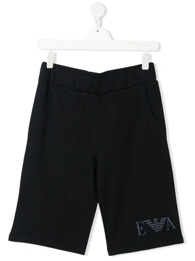 Emporio Armani Kids' Logo-embroidered Shorts In Blue