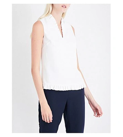 Ted Baker Sleeveless Frill-detail Crepe Top In Ivory