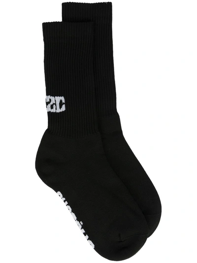 032c Logo-intarsia Mid-calf Socks In Black