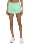 Nike Eclipse High Waist Running Shorts In Green Glow/ Reflective Silver