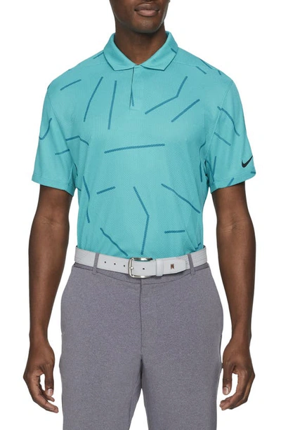 Nike Dri-fit Tiger Woods Men's Golf Polo In Aquamarine/black