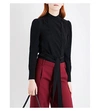 Valentino Waist-tie Long-sleeved Silk Top In Black