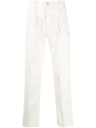 Tom Ford Pleat-detail Straight-leg Jeans In White