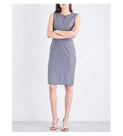 Max Mara Cerea Houndstooth Wool-blend Pencil Dress In Navy
