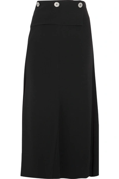 Victoria Beckham Waist Drape Fluid Crepe Midi Skirt In Black