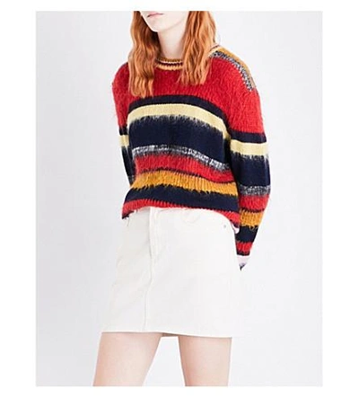 Alexa Chung Knitted Horizontal Stripe Jumper In Multicolour