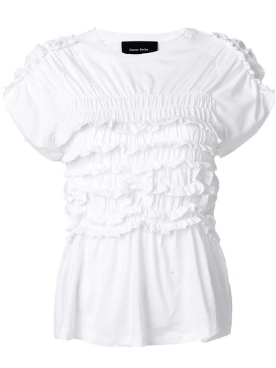 Simone Rocha Smocked Cotton-jersey T-shirt In White