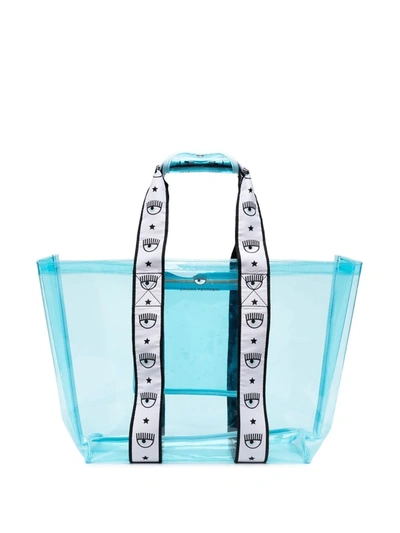 Chiara Ferragni Logomania Transparent Plastic Tote Bag - Atterley In Light Blue