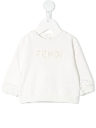 Fendi Ivory Sweatshirt For Babykids With Logo