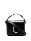 Chloé Mini Chloe C Hand Bag In Black Suede And Leather