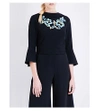 Peter Pilotto Embroidered Crepe Top In Black