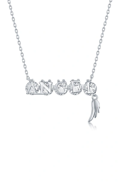 Simona Jewelry Sterling Silver Cz Angel Necklace